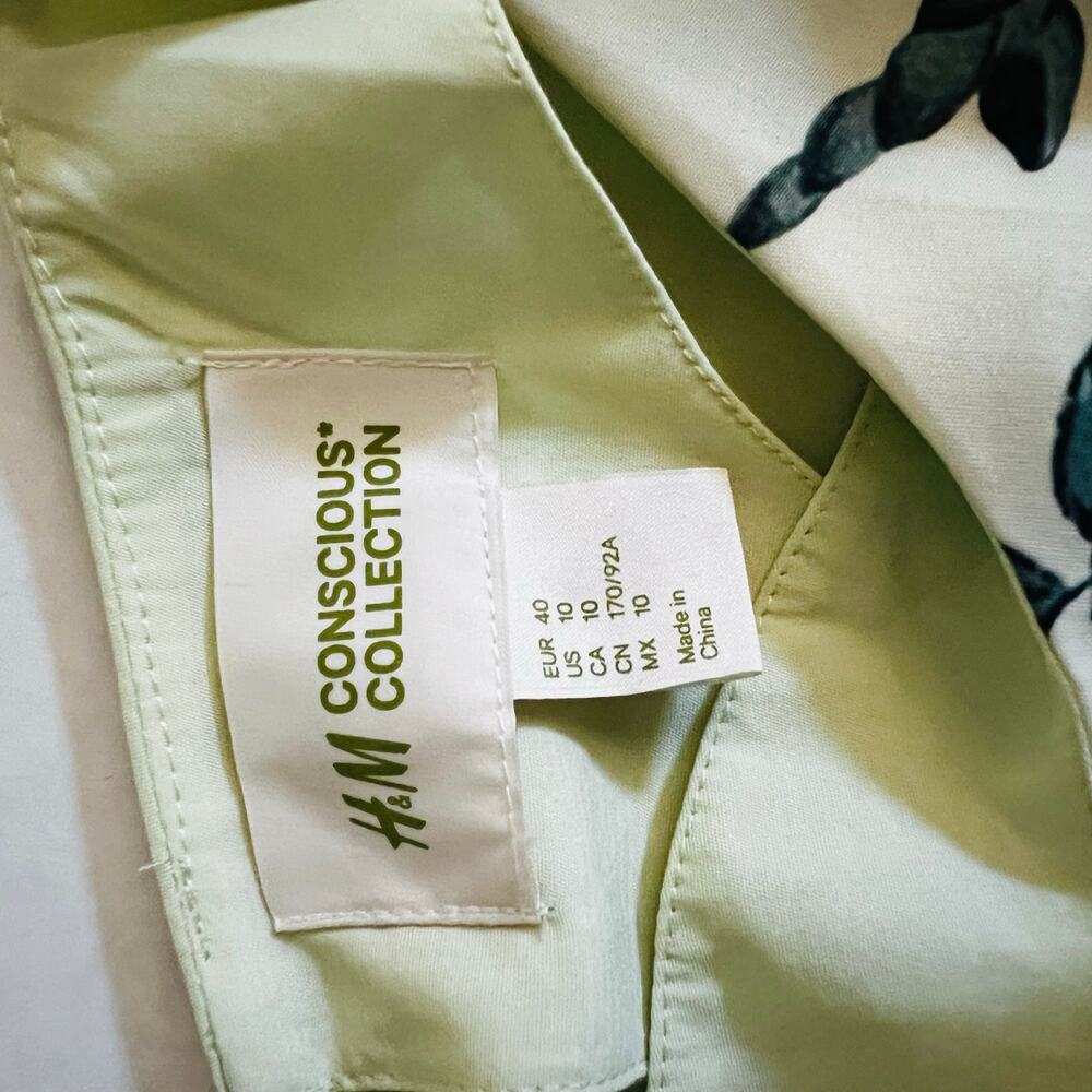 H&M Conscious Tropical Print Short Sleeve Shift Dress Size 10 Multicolor - Picture 3 of 6
